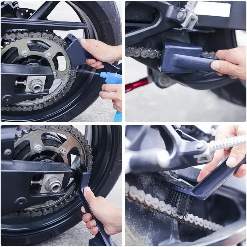 Bicycle Motorcycle Chain Cleaner Brush Car Wheels Cleaning Brush Dual Heads Cycling Cleaning Too - Automotive LED Light