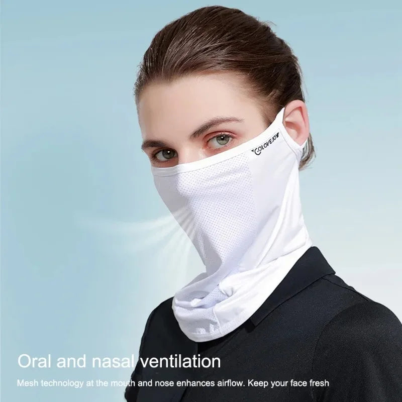 Cycling Face Mask Unisex Ice Silk Breathable Balaclava Ultraviolet Face Mask UV Blocking Militar - Automotive LED Light
