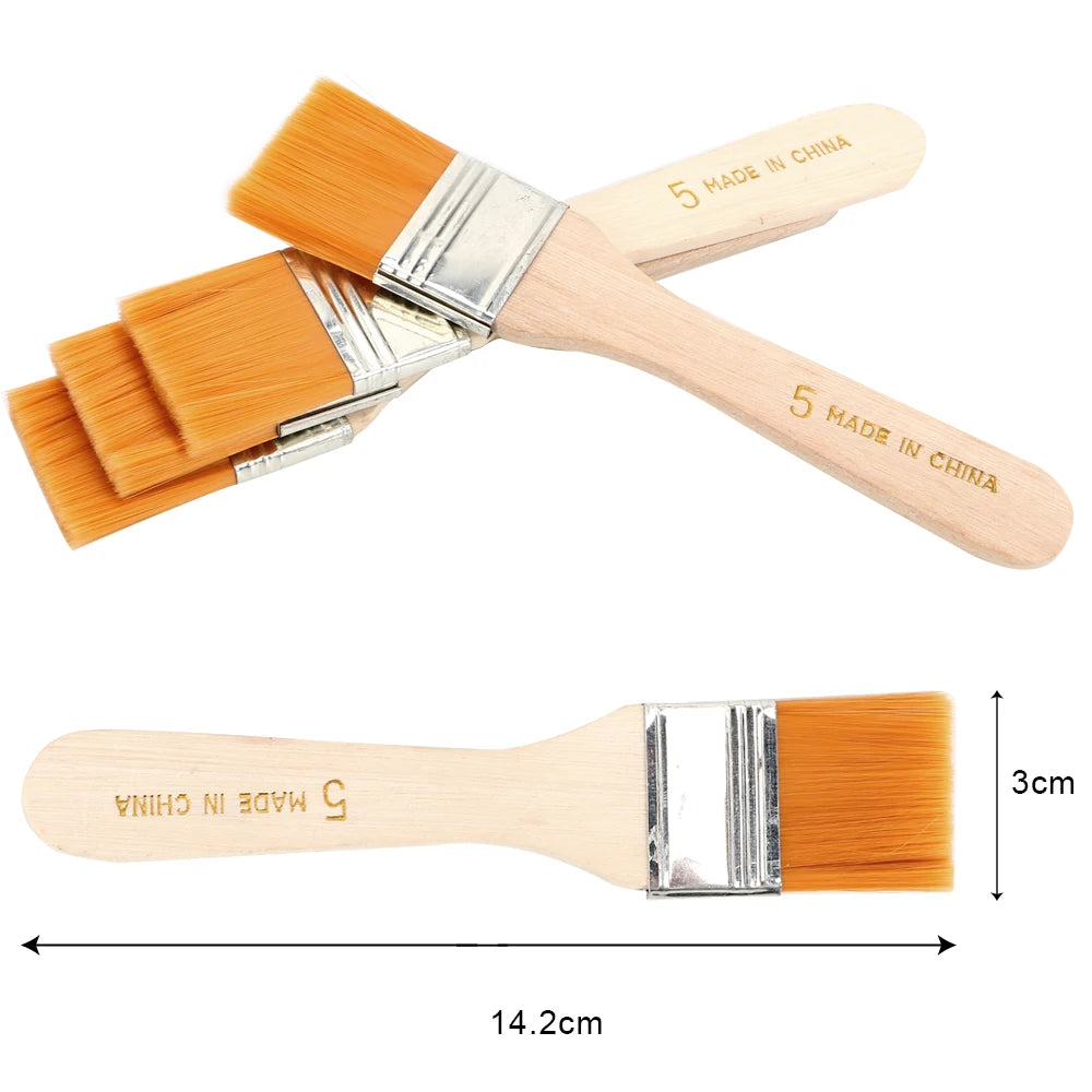 Wood Handles Watercolor Paint Drawing Nylon Oil Paint Brush 4Pcs/Set Hair Painting Brush Acrylic - Automotive LED Light