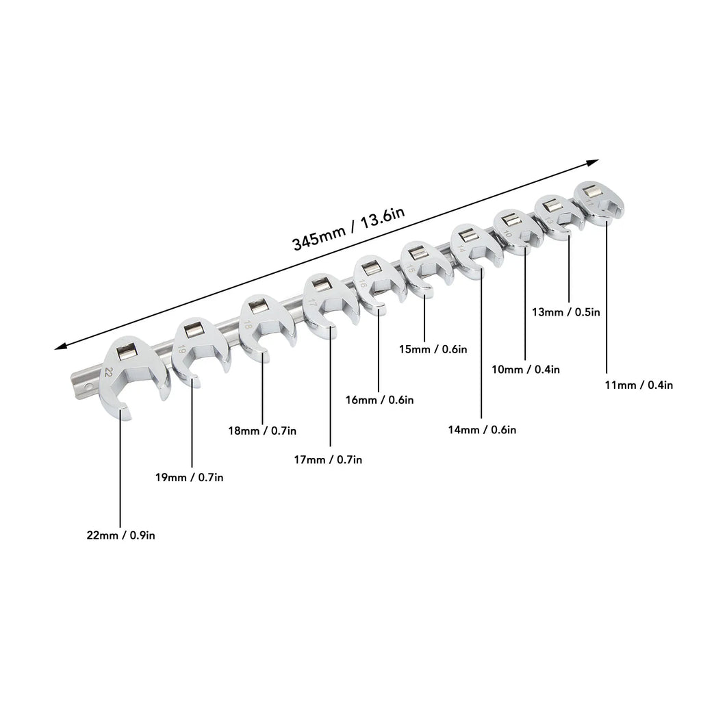 Crows Foot Wrench Set Crowfeet Wrench Adapters Easy To Use Rustproof Craved for Car Motorcycle H - Automotive LED Light
