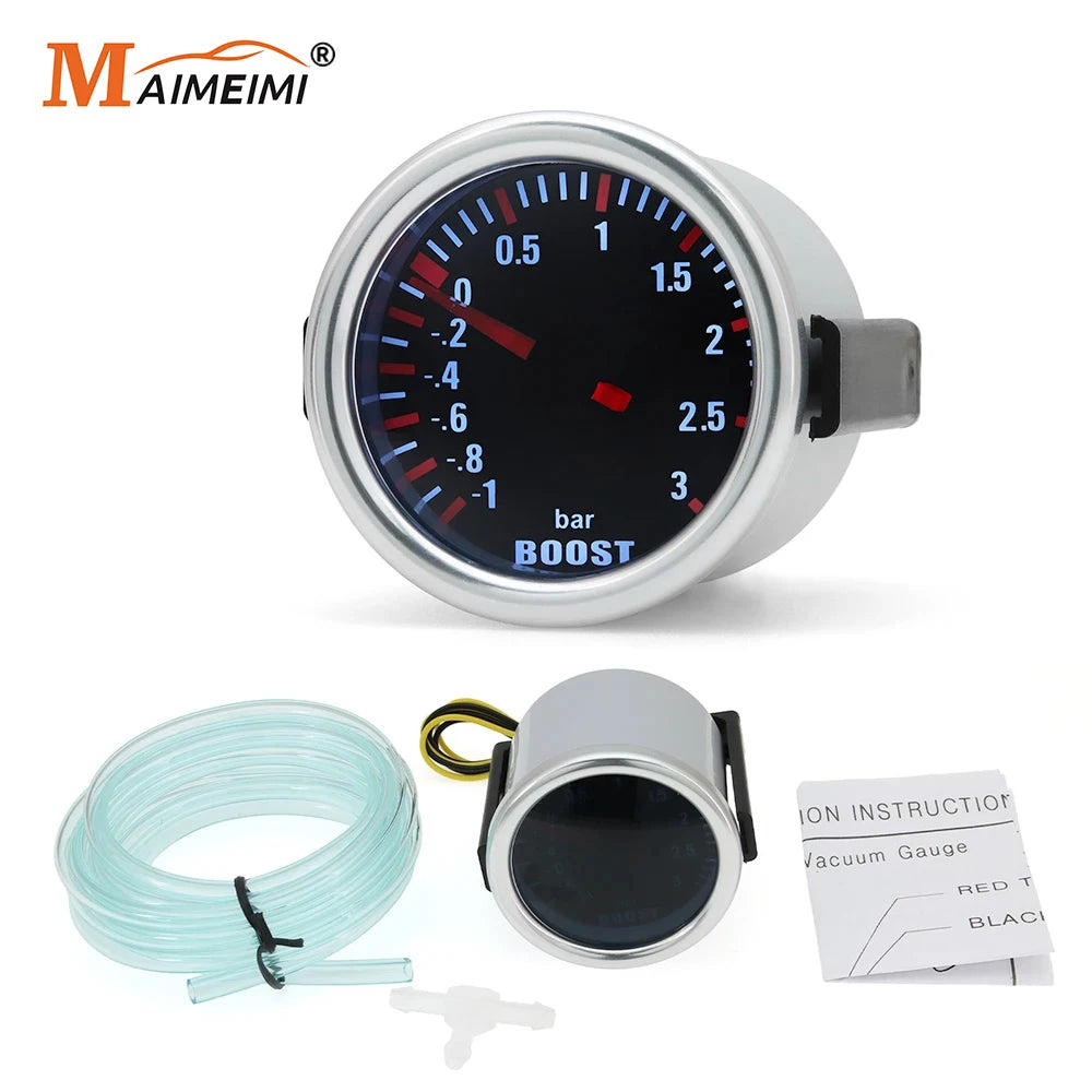 2" 52mm Auto Turbo Meter Mechanical Boost Gauge -1~3 Bar Boost Meter With LED White Backllight f - Automotive LED Light