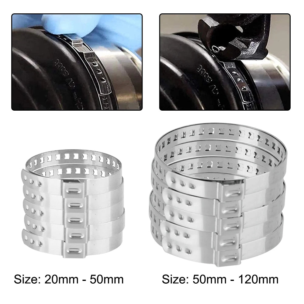 Adjustable Stainless Steel 20- 50mm 50- 120mm 5Pcs Driveshaft CV Boot Clamp Ball Cage Clamp Axle - Automotive LED Light