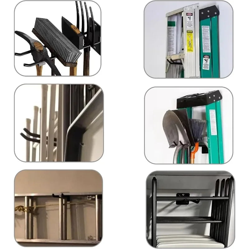 Heavy Duty Tool Storage System Hooks Wall Holder Garage Storage Multi-Purpose Garden Tool Organi - Automotive LED Light