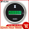 AD 52mm Clock for Car Motorcycle Accessories Hourmeters LCD Hour Meters for Marine Boat Yacht Di - Automotive LED Light