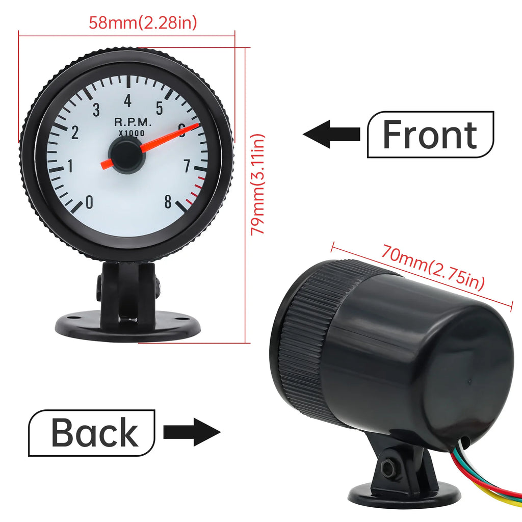 Car Racing Tachometer 2"52MM RPM Meter Analog Black Case with Blue LED Outboard Tach Gauge For 1 - Automotive LED Light