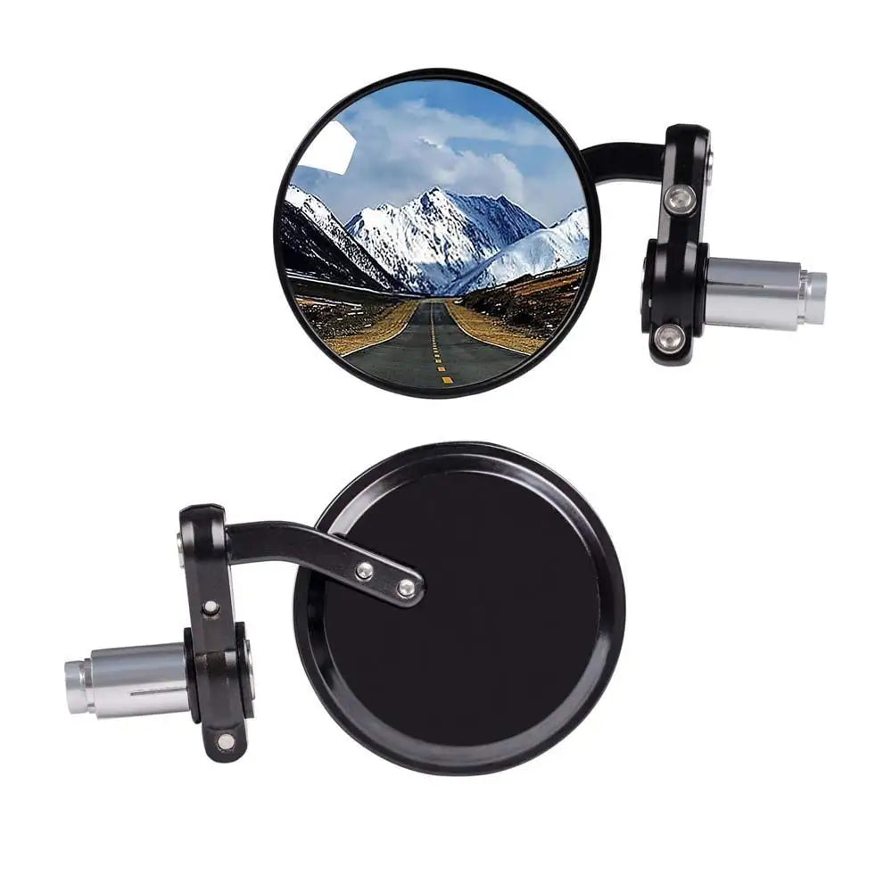 2pcs/Pair 7/8" Universal Motorcycle Rear View Mirrors Round Handle Bar End Foldable Motorbike Si - Automotive LED Light