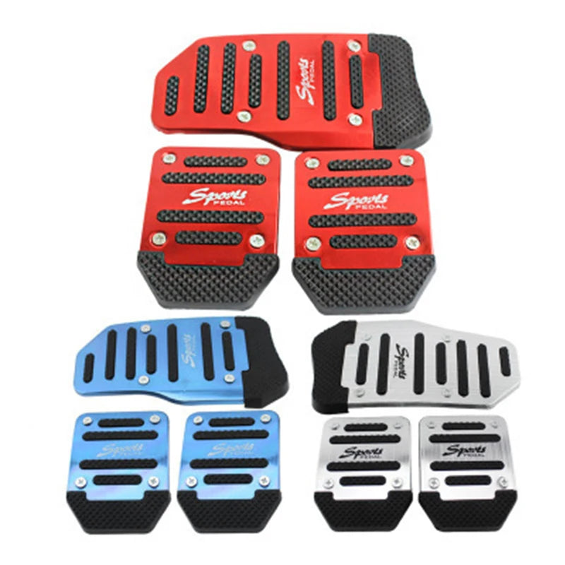 Universal Car Pedal Cover Aluminum Automatic Transmission Brake Fuel Gas Foot Pad Set Kit Pedals - Automotive LED Light
