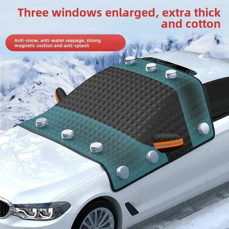 Car Windshield Cover for Ice and Snow, Windproof, Window Guard, Magnetic and Reflective Strips,  - Automotive LED Light