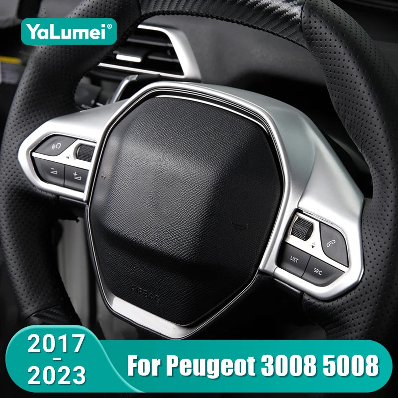 For Peugeot 3008 5008 GT 2017 2018 2019 2020 2021 2022 2023 Car Steering Wheel Button Decoration - Automotive LED Light