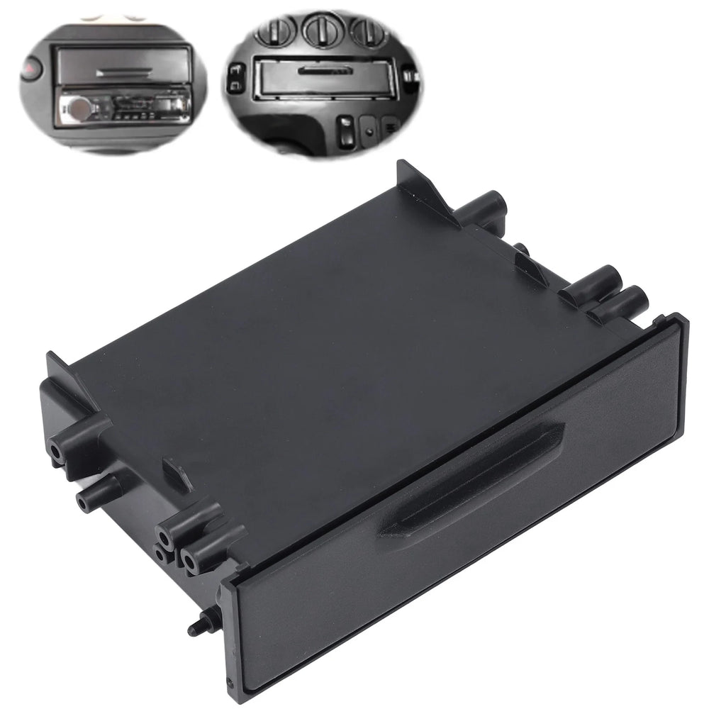 1Pc 1DIN Car Radio Storage Box Multi Application ABS Black Inner Organizer Replacement for Car R - Automotive LED Light
