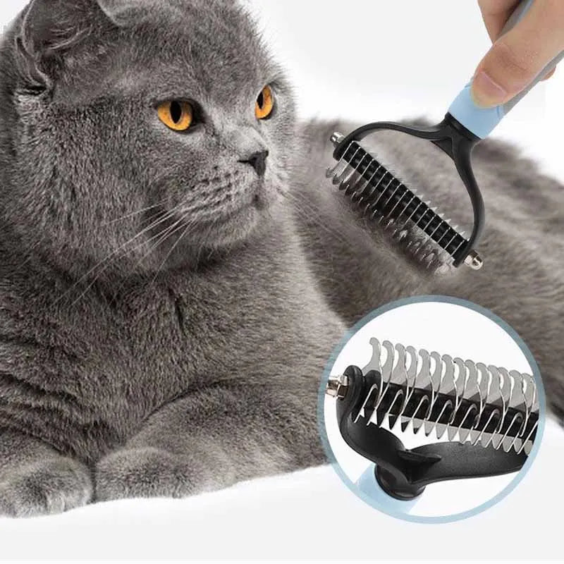 Cat Brush Pet Knot Comb 2 in 1 Dogs Cat Fur Knot Cutter Pets Hair Removal Comb Dog Grooming Shed - Automotive LED Light