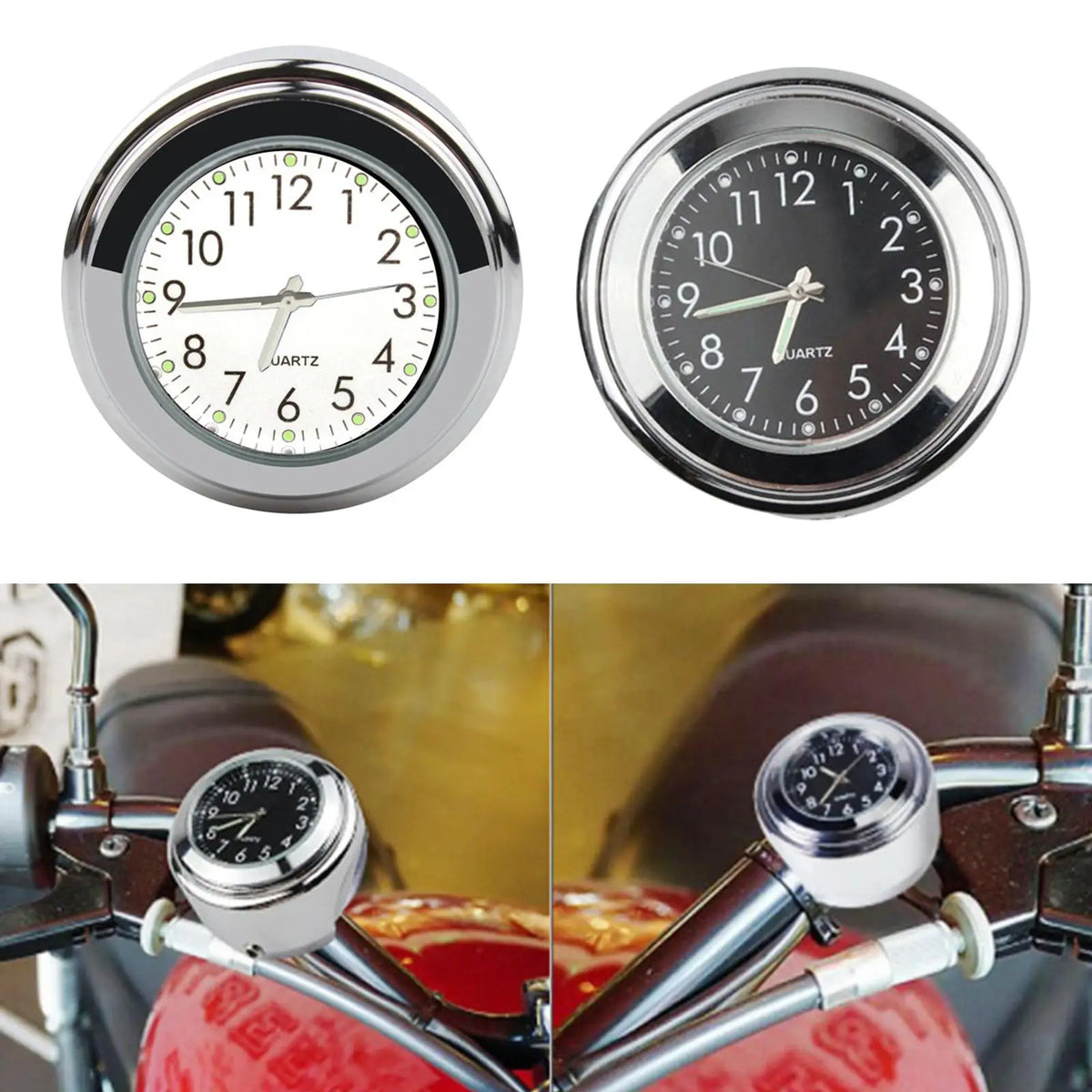 Motorcycle Handlebar Mount Clock Aluminum Waterproof universal yacht - Automotive LED Light