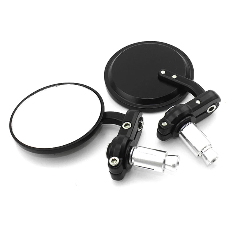 2pcs/Pair 7/8" Universal Motorcycle Rear View Mirrors Round Handle Bar End Foldable Motorbike Si - Automotive LED Light