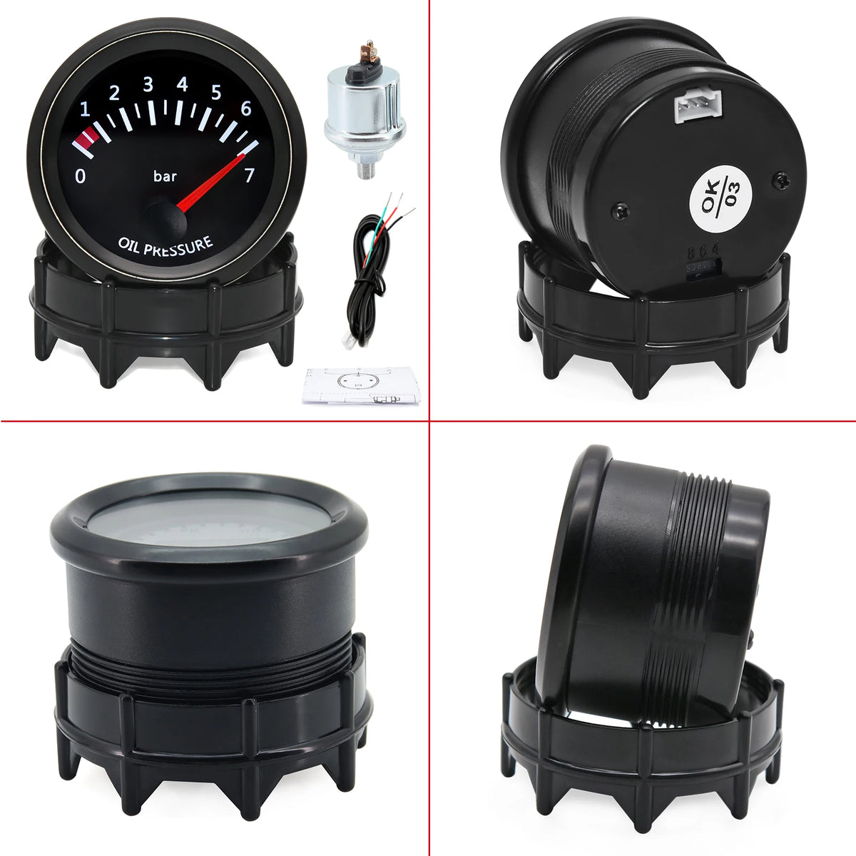 Auto 12V 52mm LED Digital Oil Press Gauge With Sensor 0~7Bar Oil Pressure Gauge Car Meter For Ca - Automotive LED Light
