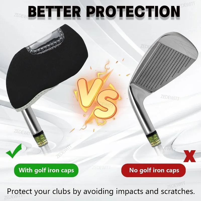 Premium Soft Durable 10Pcs Set Golf Iron Headcovers Visible Window Sleeve Protector Fit All Bran - Automotive LED Light