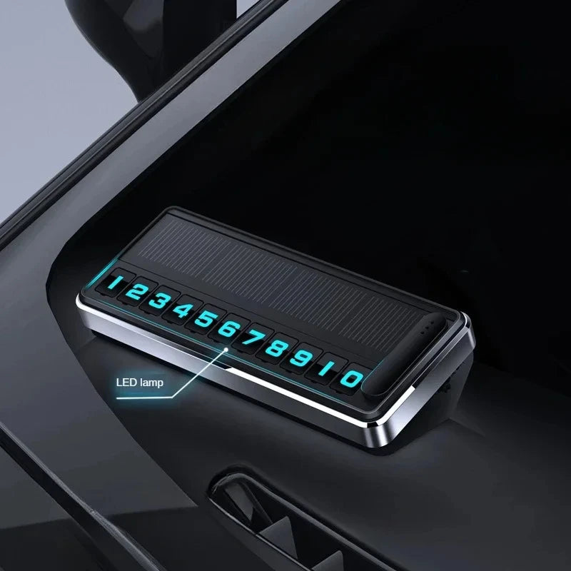 Solar Powered LED Parking Card Holder - Temporary Parking Pass with Multiple Number Options Car  - Automotive LED Light