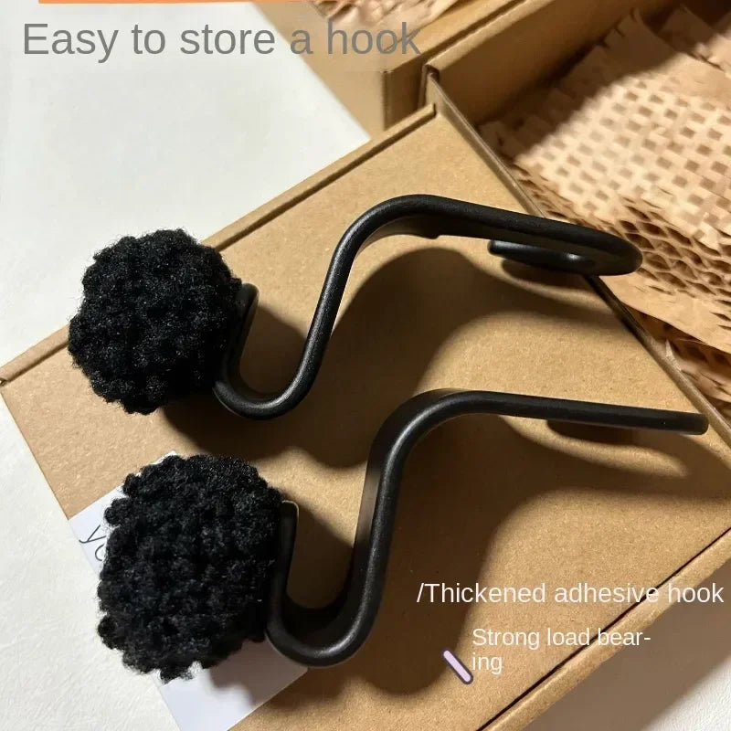 Cute Little Coal Ball Car Seat Back Hook Storage Car Headrest Organizer Food Bag Handbag Car Dec - Automotive LED Light