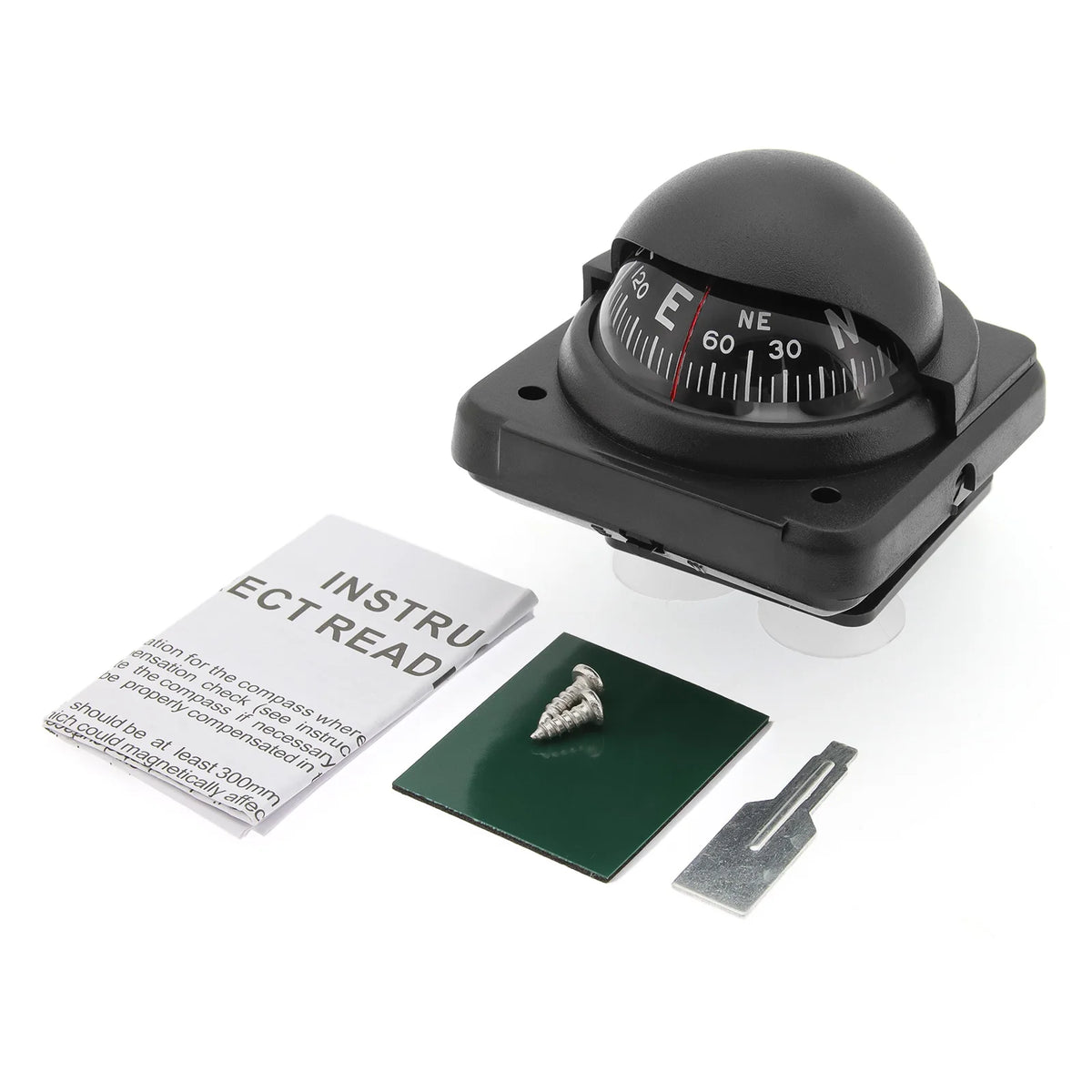 AD Universal Compass Mini Navigation Compass Rotary Adjustable Spherical Dashboard Guide Compass - Automotive LED Light