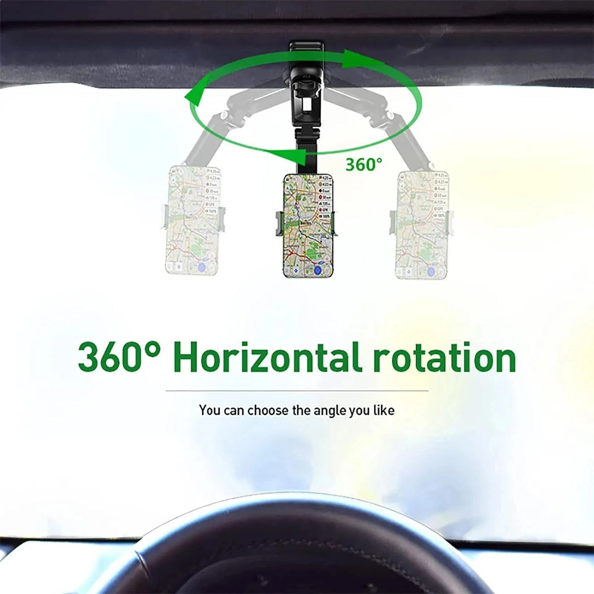 Sun Visor Phone Holder for Car Multifunctional 360° Rotating Sun Visor Cell Phone Holder with IP - Automotive LED Light