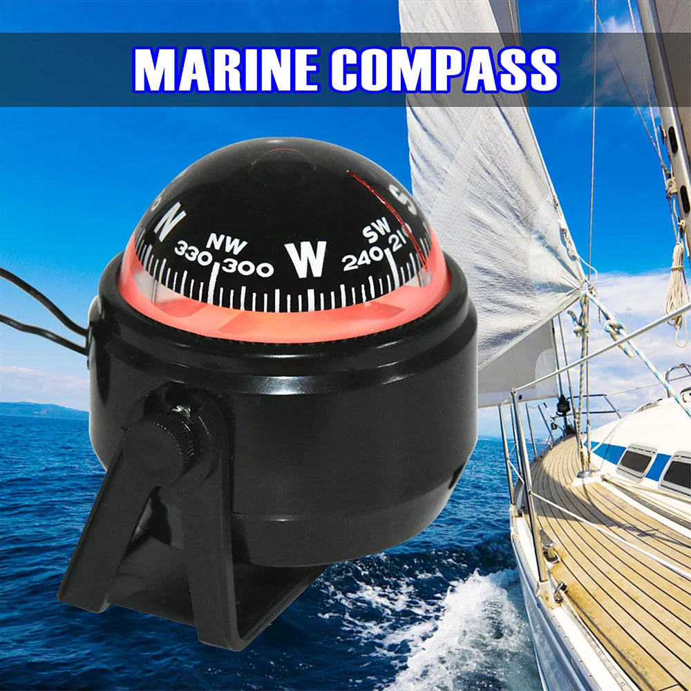 HD Waterproof ABS Multi-Purpose Sea Navigation Bracket Mount Compass LED Digital For Marine Boat - Automotive LED Light