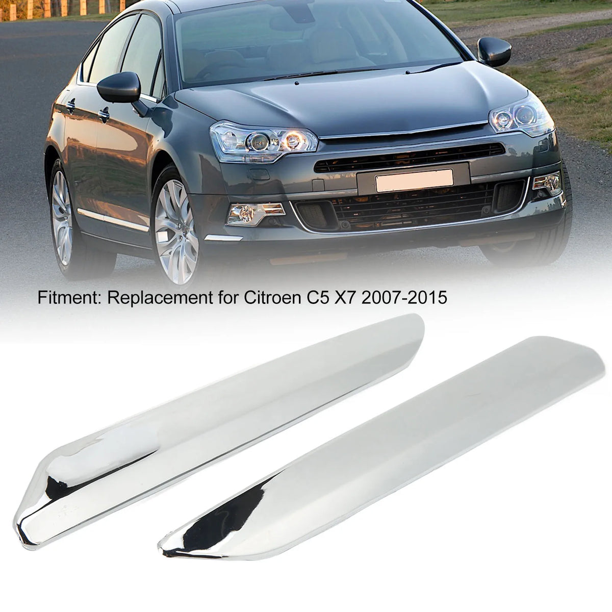 Car Front Bumper Strip Left Right Anti Scratch Chrome Silver Replacement for Cit for X7 C5 - Automotive LED Light
