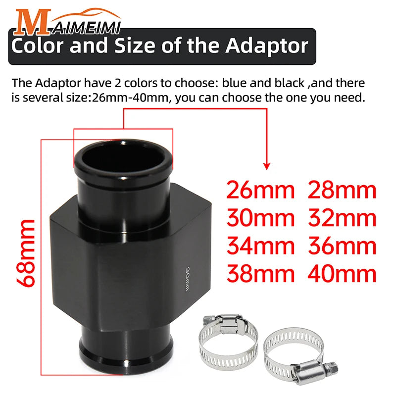 Black Blue Car Water Temp Gauge Radiator Temperature Water Temp Joint Pipe Sensor 40mm 38mm 34mm - Automotive LED Light