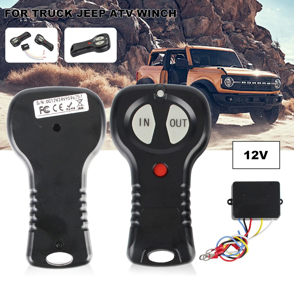 12V Car Winch Switch 24V Trailer Winch Remote Control For Jeep Off-road ATV Truck RF Wireless Sw - Automotive LED Light