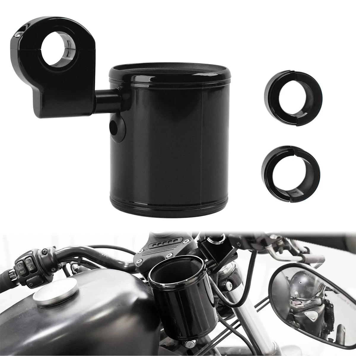 Motorcycle 7/8" to 1 1/4" Universal Cup Holder Handlebar Drink Bottle Holder For Harley ATV Hond - Automotive LED Light