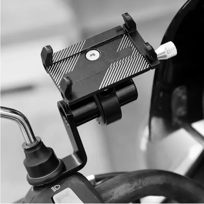 Motorcycle Phone Holder Handlebar Stand Bike Rear View Mirror Mount Extender Security Quick Lock - Automotive LED Light