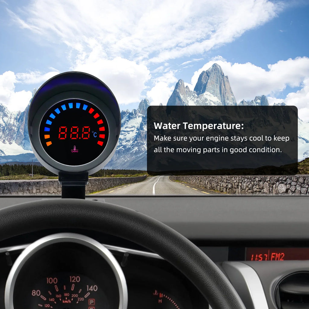 AD 45~120 ℃ Water Temperature Gauge Car Digital LCD Water Temp Meter With 10mm Temperature Senso - Automotive LED Light