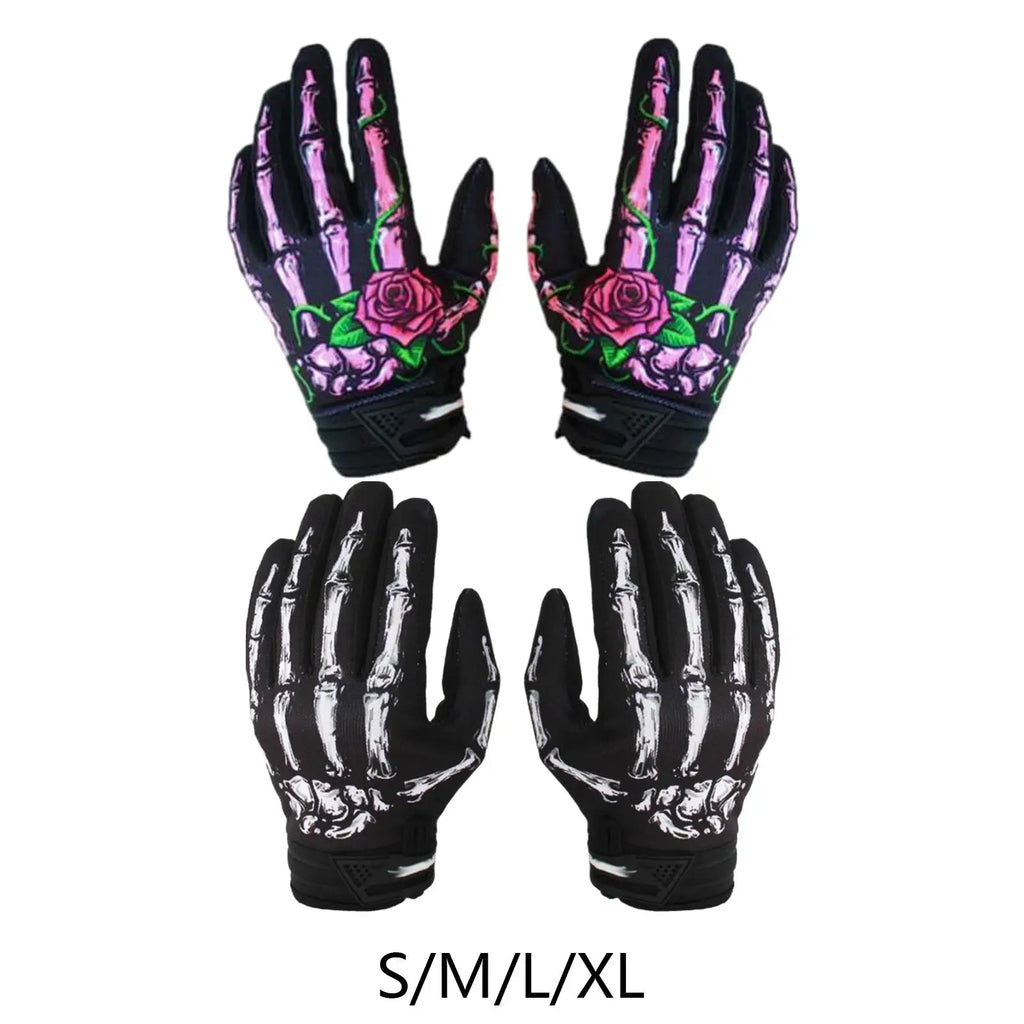 Skeleton Bones Pattern Motorcycle Gloves Anti Slip Breathable Cycling Gloves Riding Gloves for H - Automotive LED Light