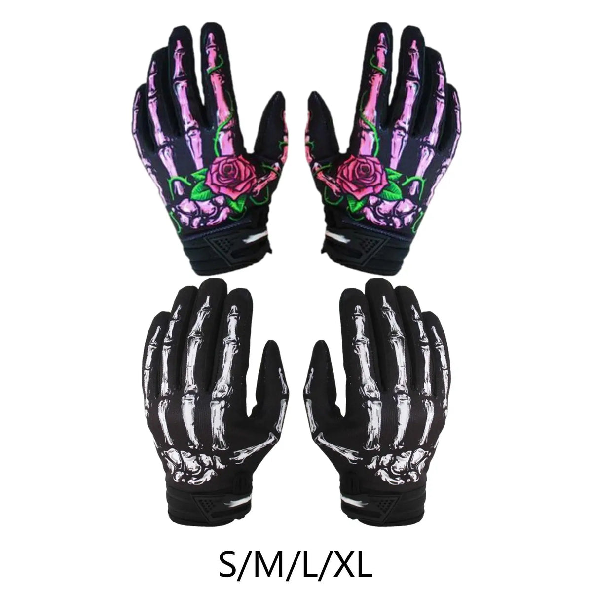 Skeleton Bones Pattern Motorcycle Gloves Anti Slip Breathable Cycling Gloves Riding Gloves for H - Automotive LED Light