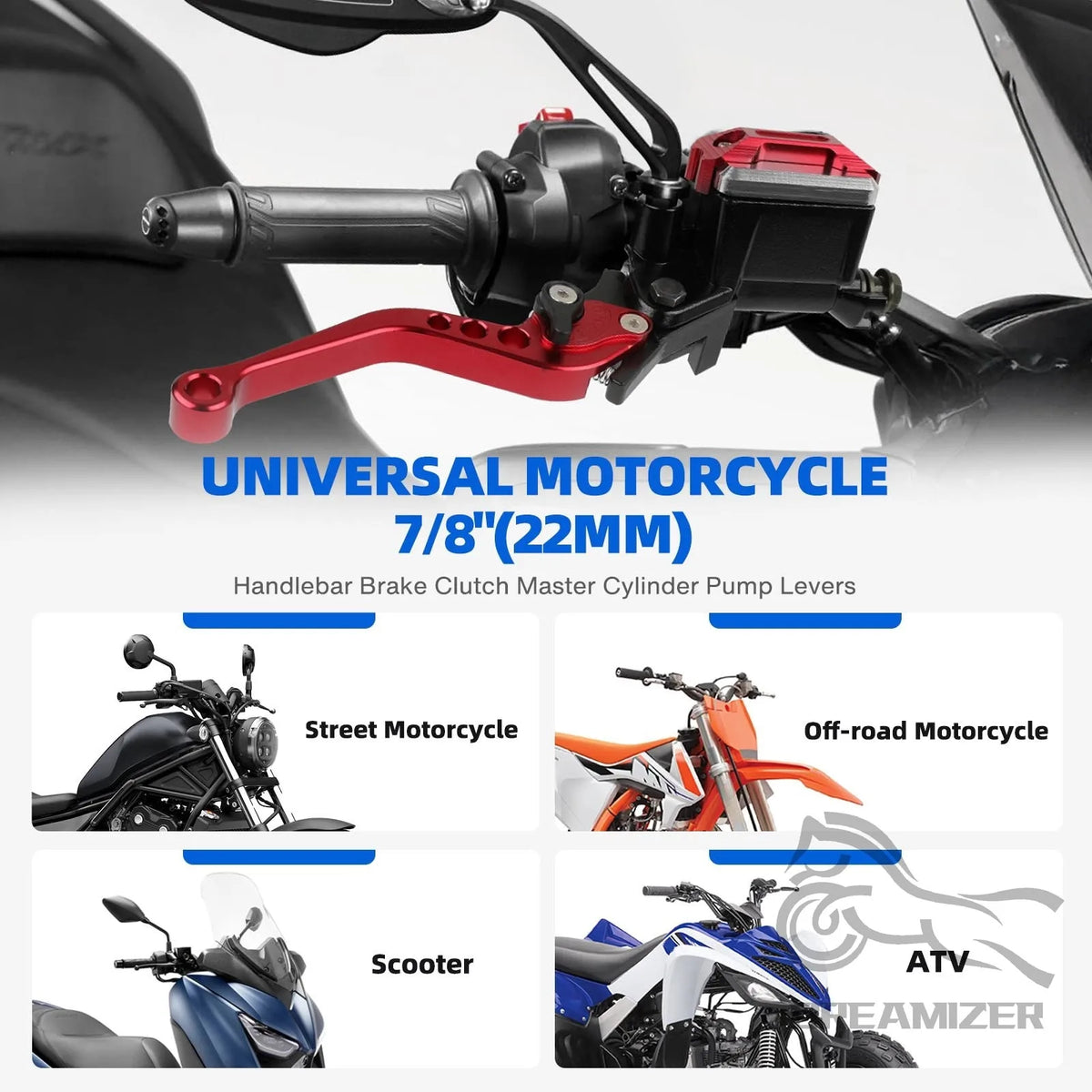 Universal 7/8 Inch 22 mm Handlebar Brake Lever Motorcycle CNC Brake Lever Clutch Lever Set for H - Automotive LED Light