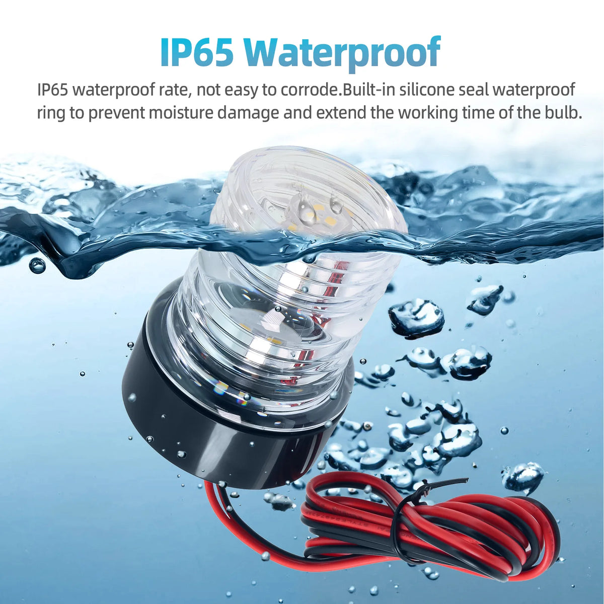AD 12V Waterproof LED Navigation Light Marine Boat Yacht Anchor Light 360 Degree All Round White - Automotive LED Light