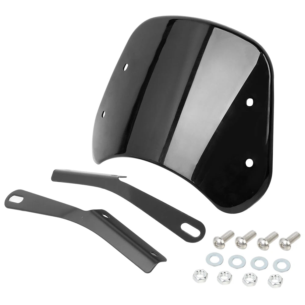 Motorcycle Black Universal 6.5"-9.45" Headlight Adjustable Windscreen Wind Deflector Windshield  - LED Motorcycle Light