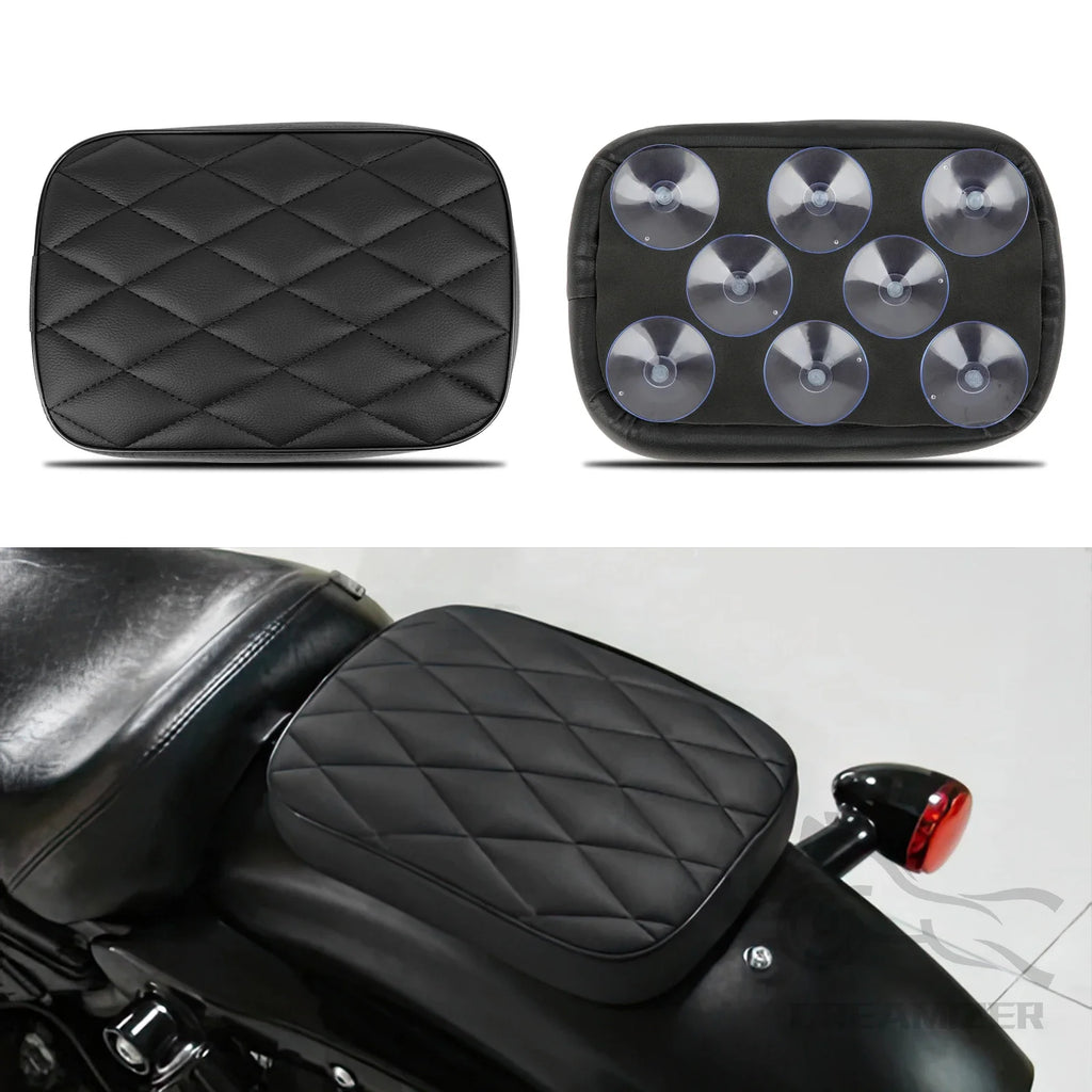 Universal New Motorcycle Black Suction Cup Rear Pillion Passenger Pad Seat For Harley 883 1200 4 - Automotive LED Light