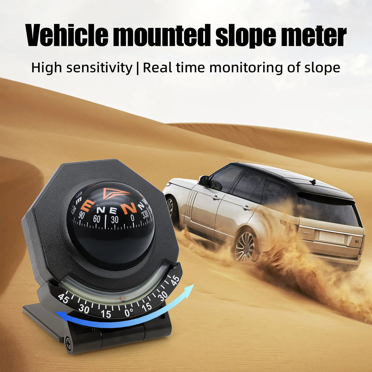 2 in 1 Car Mounted Guide Ball Car Specific Guide Ball and Slope Indicator Real-Time Car Compass  - Automotive LED Light