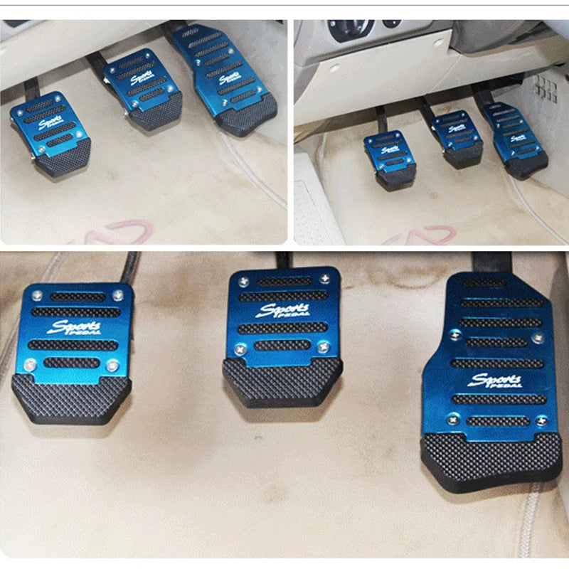Universal Car Pedal Cover Aluminum Automatic Transmission Brake Fuel Gas Foot Pad Set Kit Pedals - Automotive LED Light