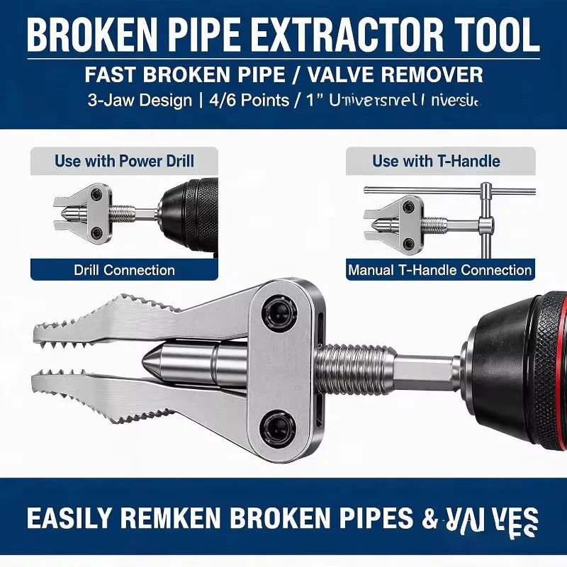 Faucet Valve Stuck Thread Insert Remover Universal Broken Pipe Extractor Hex Shank Drill Powered - Automotive LED Light
