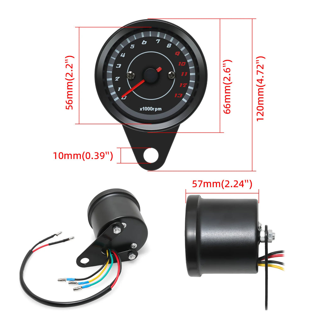 AD Motorcycle Tachometer 13000 RPM Moto Parts Modified Odometer Motobike Accessory Machinery Tac - LED Motorcycle Light