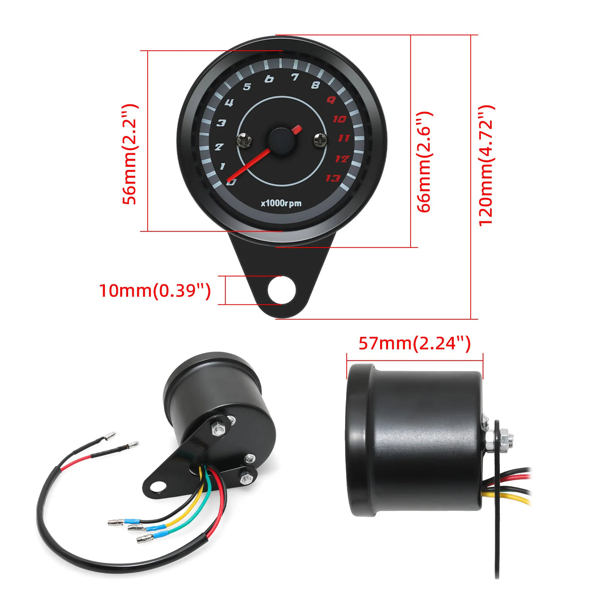 AD Motorcycle Tachometer 13000 RPM Moto Parts Modified Odometer Motobike Accessory Machinery Tac - LED Motorcycle Light