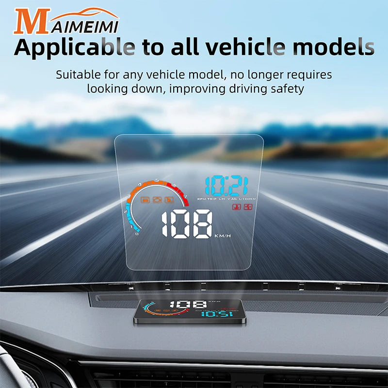 Car HUD Reflective Film Head Up Display System Film OBD II Fuel Consumption Overspeed Display Au - Automotive LED Light