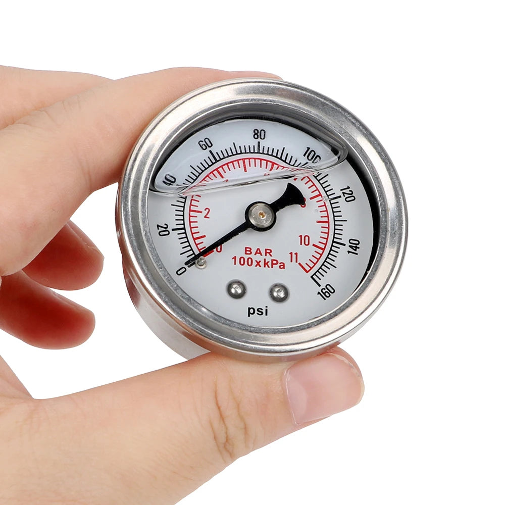 Oil Press Gauge Liquid Tester Monitoring System Liquid 0-160 psi 1/8 NPT Fuel Pressure Gauge Met - Automotive LED Light