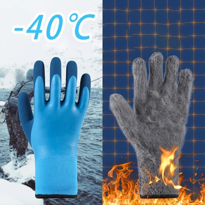 Winter Work Gloves 1 Pairs with PU Palm Coating and Nitrile Safety Protective Glove Professional - Automotive LED Light