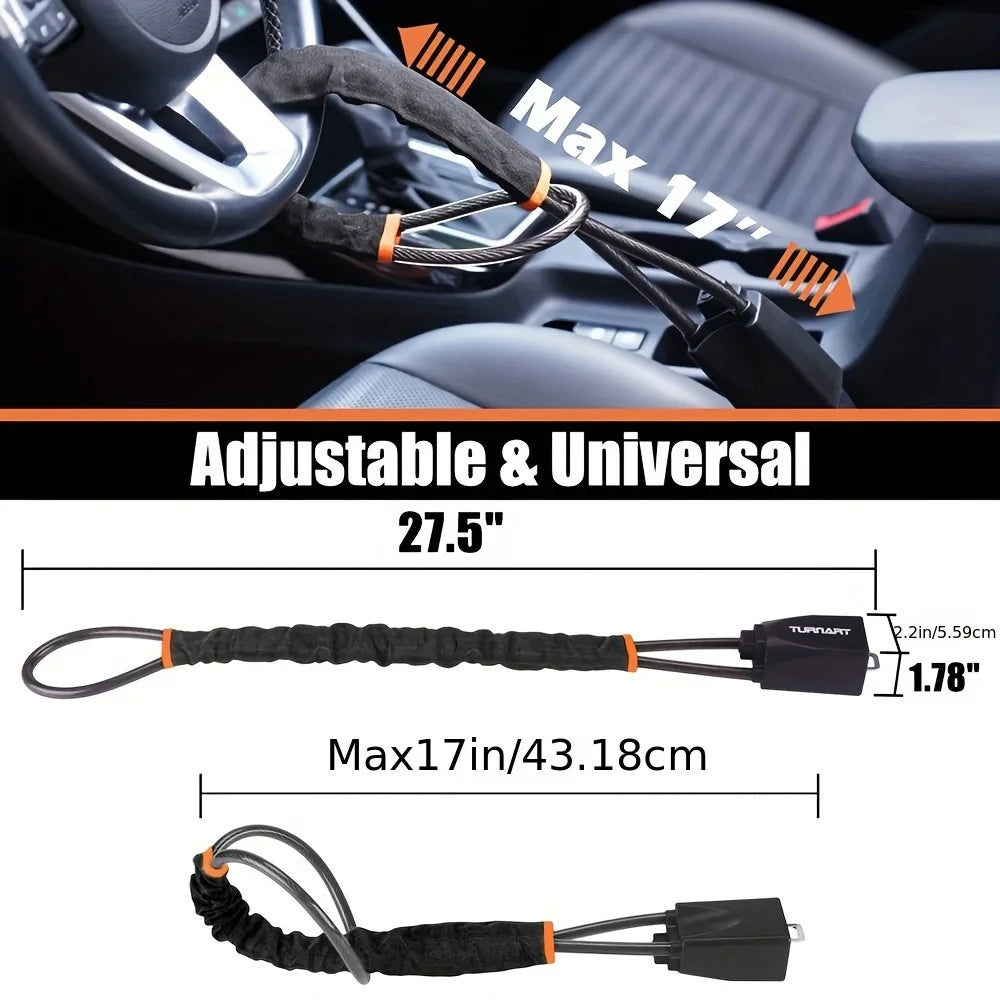Automotive Security Deterrent Car Steering Wheel Lock Reinforced Cable in Red Blue Yellow Black  - Automotive LED Light