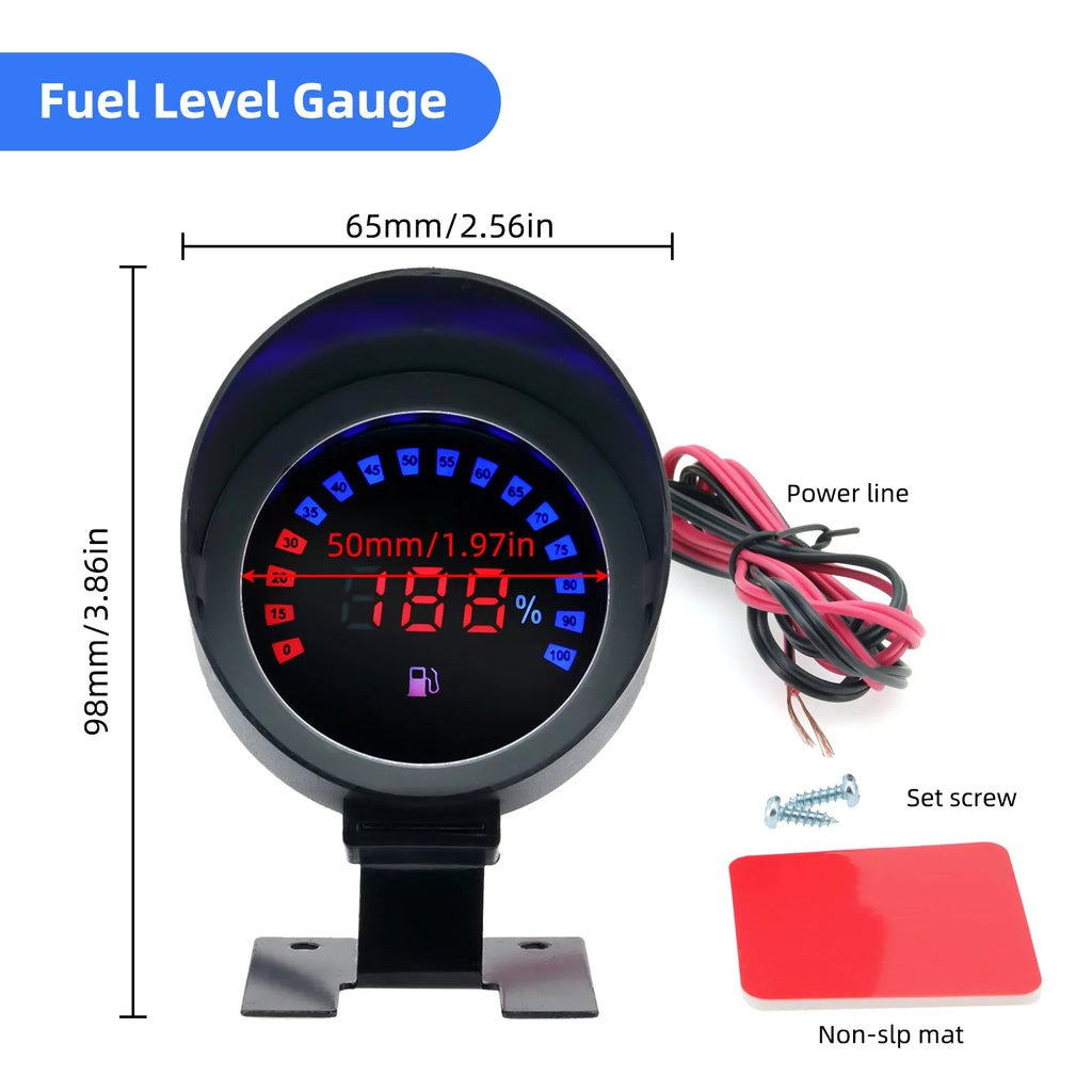12V 24V Car Truck Fuel Level Gauge LCD Digital Car Gauge Meter For Truck Motorcycle Car Oil Tank - Automotive LED Light