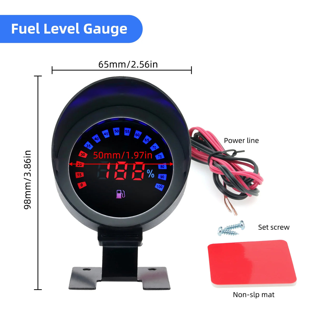 12V 24V Car Truck Fuel Level Gauge LCD Digital Car Gauge Meter For Truck Motorcycle Car Oil Tank - Automotive LED Light