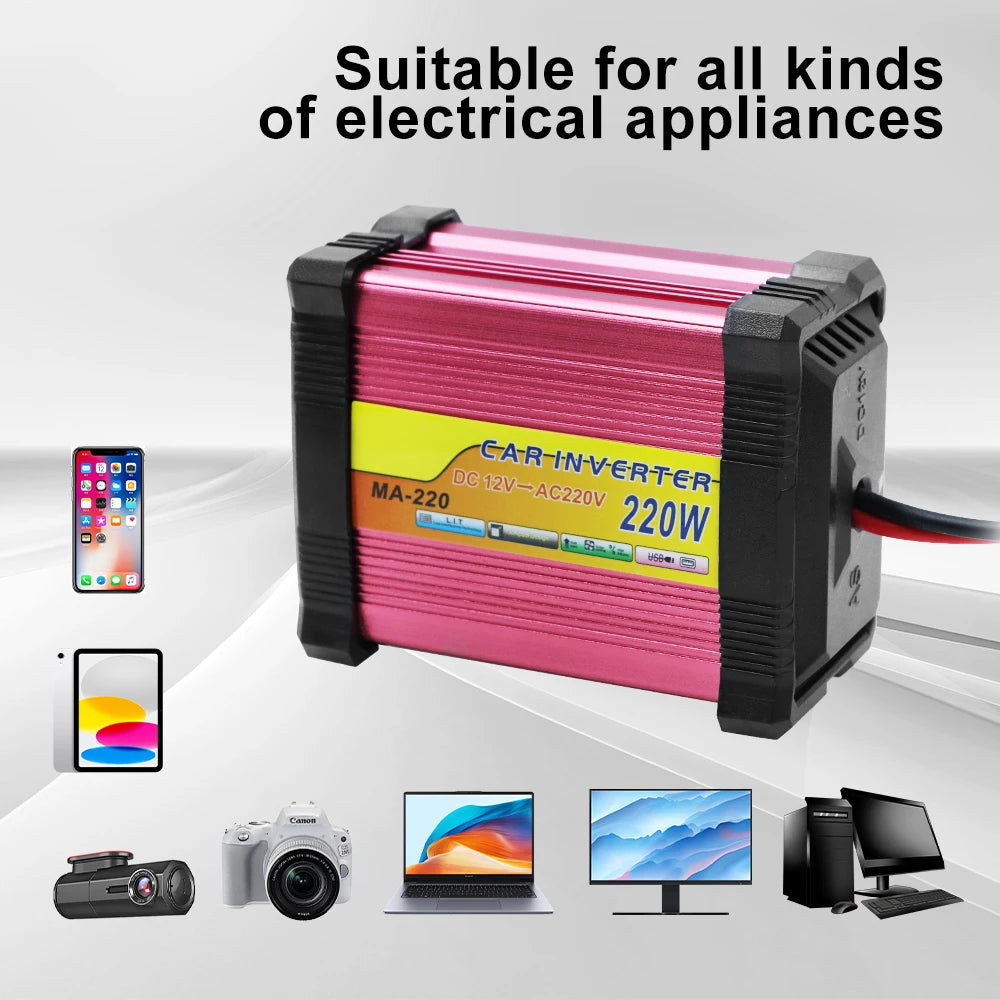 12V To 220V DC/AC Inverter Storage Batteries Inverter 220W Automobile Inverter Car Converter 1+1 - Automotive LED Light