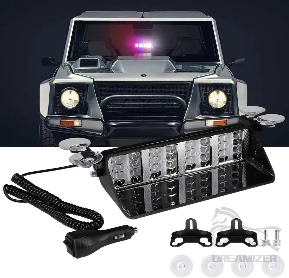 32 LED Car Strobe Lights For Emergency Flash Warning Lamp Windshield Bar Auto Assembly Red Blue  - Automotive LED Light