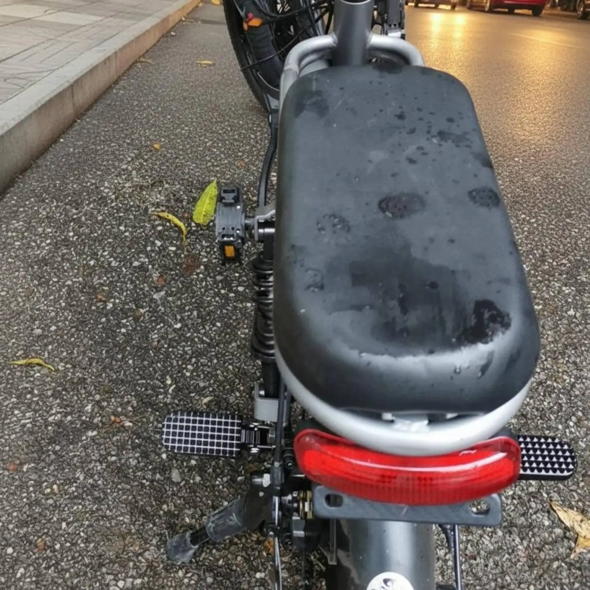 Rear Seat Bicycle Footrest Folding Aluminum Alloy Anti Slip Pedal Accessory for Electric Handbik - Automotive LED Light